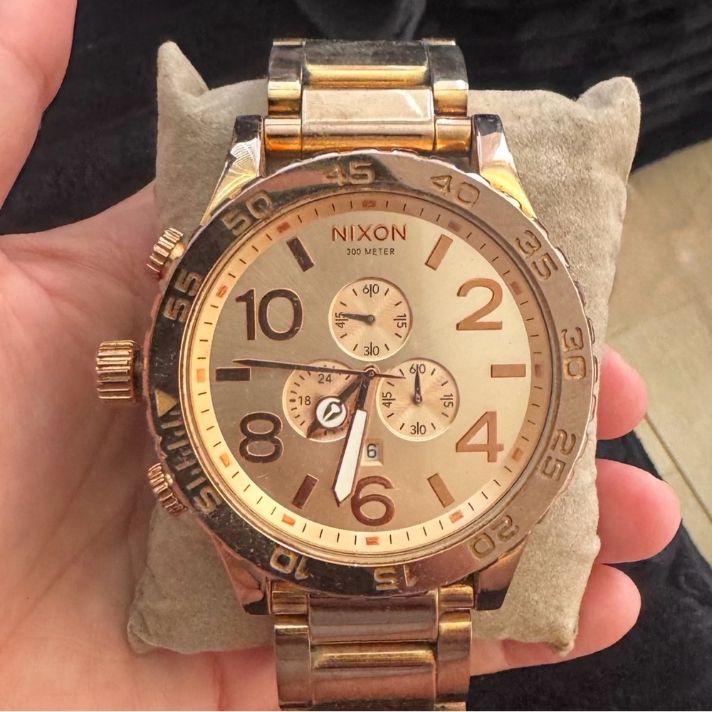 Nixon Rose Gold Chronograph Timepiece